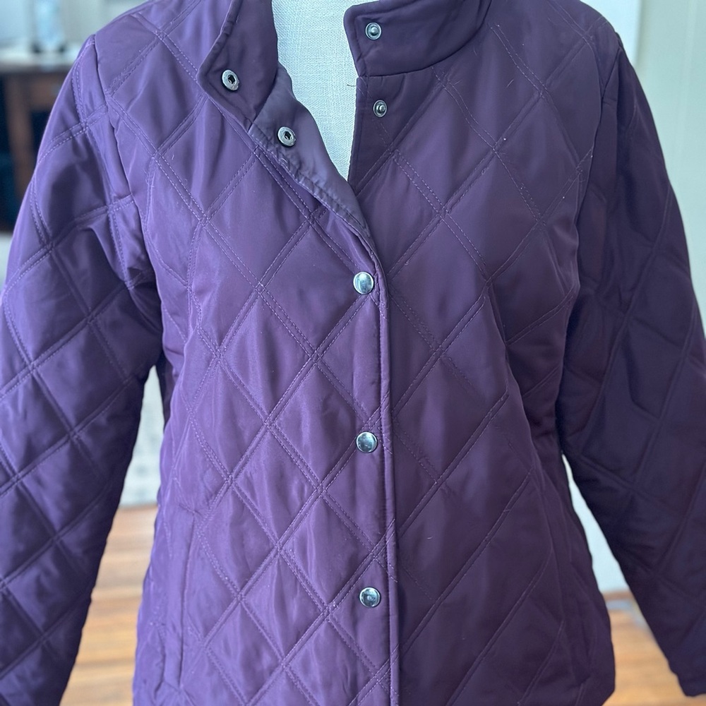 Christopher & Banks Purple Puffer Jacket with Diamond Quilting